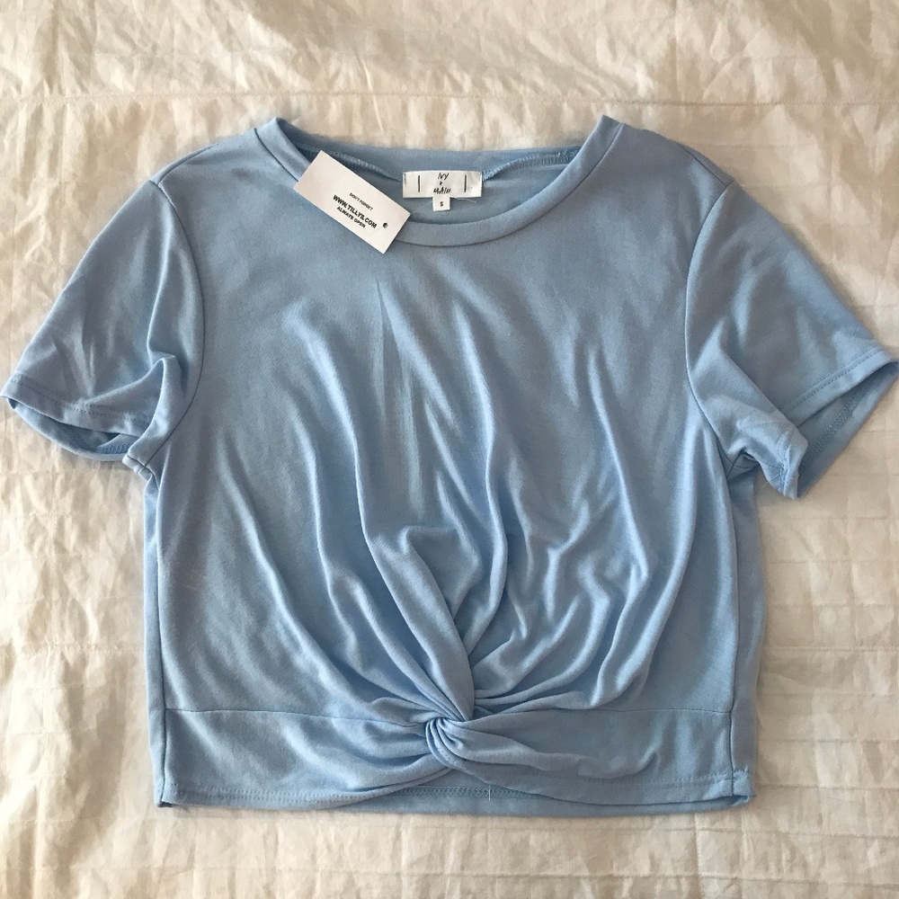 Light Blue Short Sleeve Crop Top